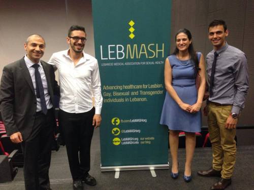 The Board Members of LebMASH present at the talk (from left): Dr. Omar Fattal, Dr. Omar Harfouche and Dr. Hasan Abdessamad. Alongside the Board, Dr. Hala Kerbage, a Member of LebMASH, gave a talk on the history of social perceptions to homosexuality.